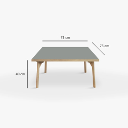 Domusnord Sofabord Room Kvadratisk Lounge Table  med linoleum og eg kant 75x75cm