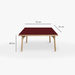Domusnord Sofabord Room Kvadratisk Lounge Table  med linoleum og eg kant 75x75cm