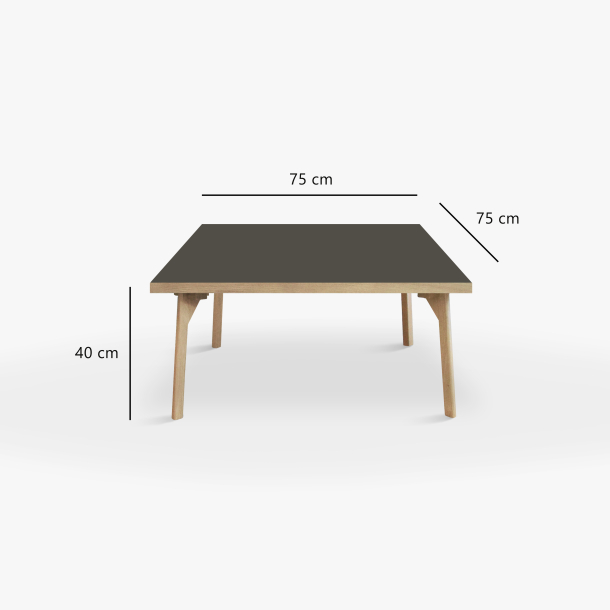 Domusnord Sofabord Room Kvadratisk Lounge Table  med linoleum og eg kant 75x75cm