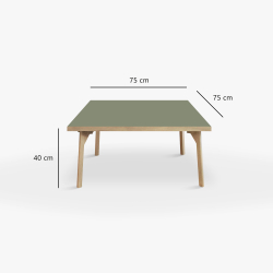 Domusnord Sofabord Room Kvadratisk Lounge Table  med linoleum og eg kant 75x75cm