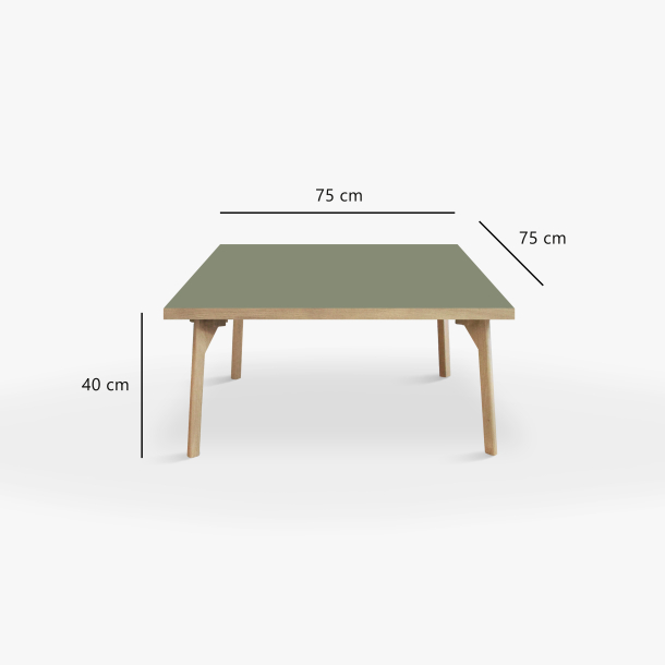 Domusnord Sofabord Room Kvadratisk Lounge Table  med linoleum og eg kant 75x75cm