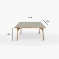 Domusnord Sofabord Room Kvadratisk Lounge Table  med linoleum og eg kant 75x75cm