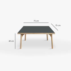 Domusnord Sofabord Room Kvadratisk Lounge Table  med linoleum og eg kant 75x75cm