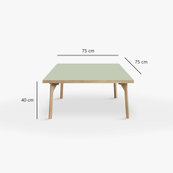 Domusnord Sofabord Room Kvadratisk Lounge Table  med linoleum og eg kant 75x75cm
