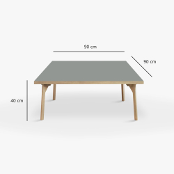 Domusnord Sofabord Room Kvadratisk Lounge Table  med linoleum og eg kant 90x90cm
