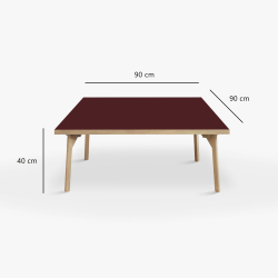 Domusnord Sofabord Room Kvadratisk Lounge Table  med linoleum og eg kant 90x90cm