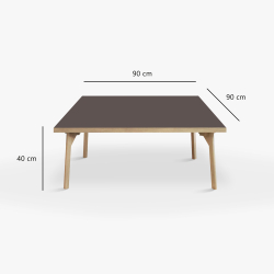 Domusnord Sofabord Room Kvadratisk Lounge Table  med linoleum og eg kant 90x90cm