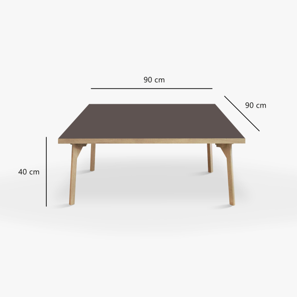 Domusnord Sofabord Room Kvadratisk Lounge Table  med linoleum og eg kant 90x90cm