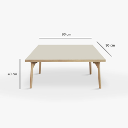 Domusnord Sofabord Room Kvadratisk Lounge Table  med linoleum og eg kant 90x90cm