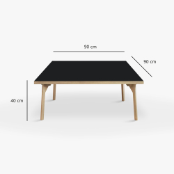 Domusnord Sofabord Room Kvadratisk Lounge Table  med linoleum og eg kant 90x90cm