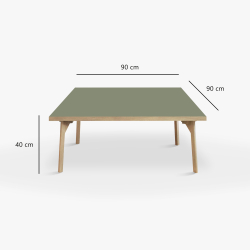 Domusnord Sofabord Room Kvadratisk Lounge Table  med linoleum og eg kant 90x90cm