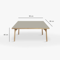 Domusnord Sofabord Room Kvadratisk Lounge Table  med linoleum og eg kant 90x90cm