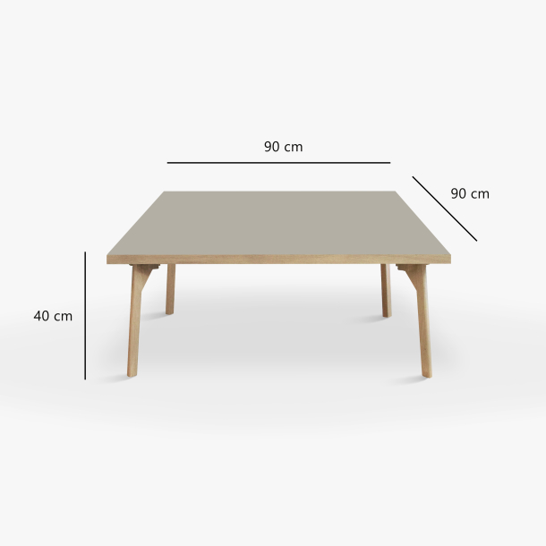 Domusnord Sofabord Room Kvadratisk Lounge Table  med linoleum og eg kant 90x90cm