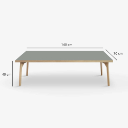 Domusnord Sofabord Room Lounge Table  med linoleum og eg kant 140x70