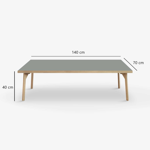 Domusnord Sofabord Room Lounge Table  med linoleum og eg kant 140x70