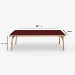 Domusnord Sofabord Room Lounge Table  med linoleum og eg kant 140x70