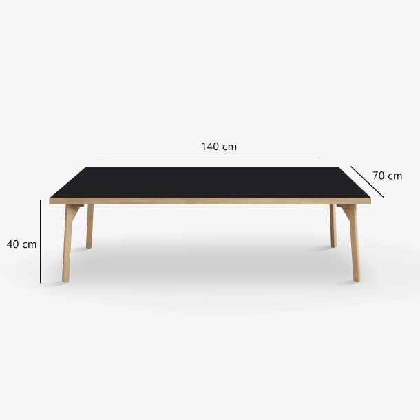 Domusnord Sofabord Room Lounge Table  med linoleum og eg kant 140x70
