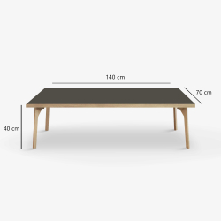 Domusnord Sofabord Room Lounge Table  med linoleum og eg kant 140x70
