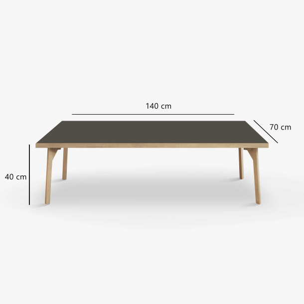 Domusnord Sofabord Room Lounge Table  med linoleum og eg kant 140x70