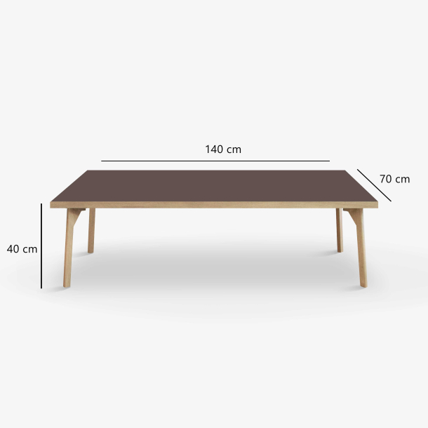 Domusnord Sofabord Room Lounge Table  med linoleum og eg kant 140x70