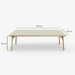 Domusnord Sofabord Room Lounge Table  med linoleum og eg kant 140x70