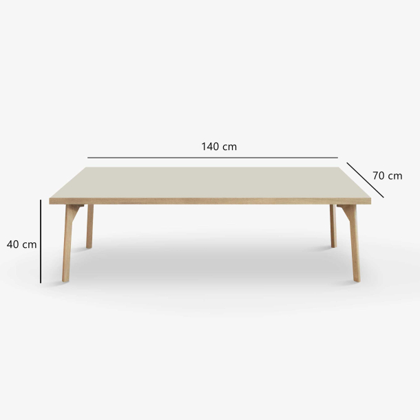 Domusnord Sofabord Room Lounge Table  med linoleum og eg kant 140x70