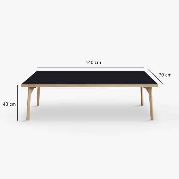 Domusnord Sofabord Room Lounge Table  med linoleum og eg kant 140x70