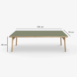 Domusnord Sofabord Room Lounge Table  med linoleum og eg kant 140x70