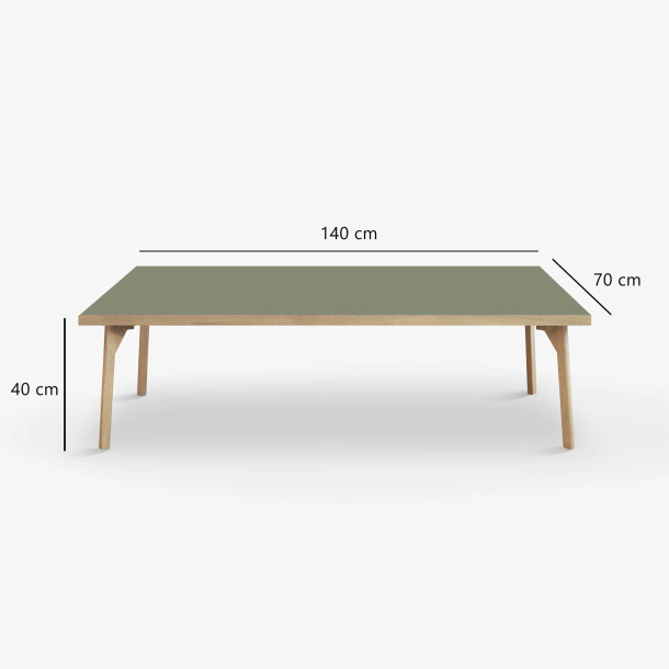 Domusnord Sofabord Room Lounge Table  med linoleum og eg kant 140x70