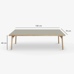 Domusnord Sofabord Room Lounge Table  med linoleum og eg kant 140x70