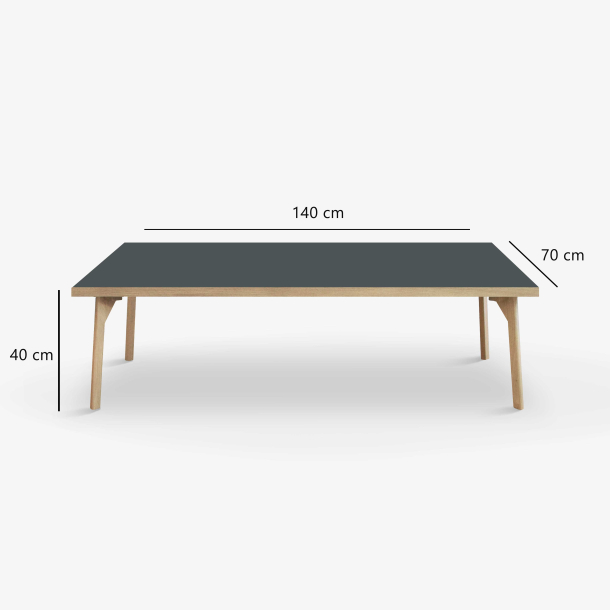 Domusnord Sofabord Room Lounge Table  med linoleum og eg kant 140x70