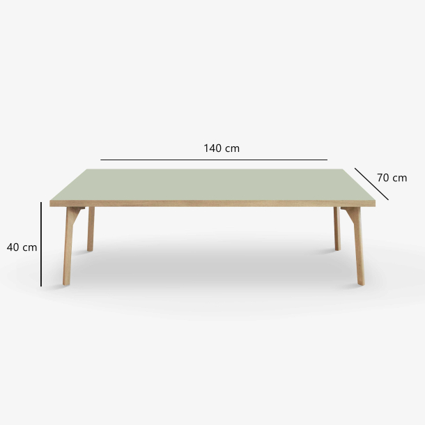 Domusnord Sofabord Room Lounge Table  med linoleum og eg kant 140x70