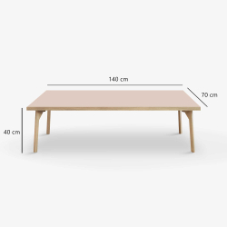 Domusnord Sofabord Room Lounge Table  med linoleum og eg kant 140x70