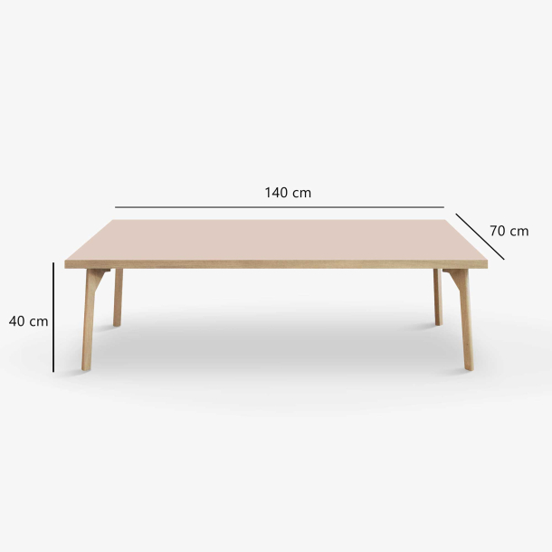 Domusnord Sofabord Room Lounge Table  med linoleum og eg kant 140x70