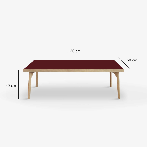 Domusnord Sofabord Room Lounge Table  med linoleum og eg kant 120x60