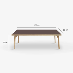 Domusnord Sofabord Room Lounge Table  med linoleum og eg kant 120x60