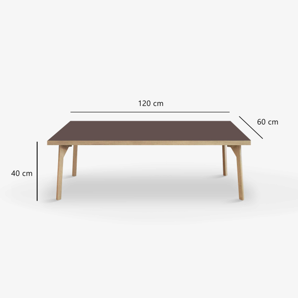 Domusnord Sofabord Room Lounge Table  med linoleum og eg kant 120x60