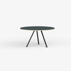 Domusnord Line View Linoleum rundt konferencebord og mdebord krydsfinr 120 cm i 14 farver