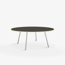 Domusnord Line View Linoleums stort rundt konferencebord og mdebord krydsfinr 130 cm i 14 farver