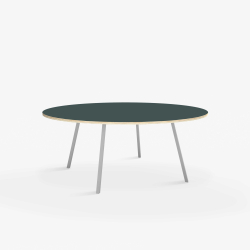 Domusnord Line View Linoleums stort rundt konferencebord og mdebord krydsfinr 130 cm i 14 farver