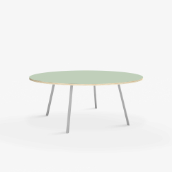 Domusnord Line View Linoleums stort rundt Spisebord krydsfinr 130 cm i 19 farver