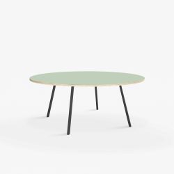 Domusnord Line View Linoleums stort rundt Spisebord krydsfinr 130 cm i 19 farver