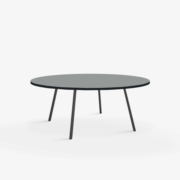 Domusnord Line View Linoleums stort rundt Spisebord sort kant 130 cm i 19 farver