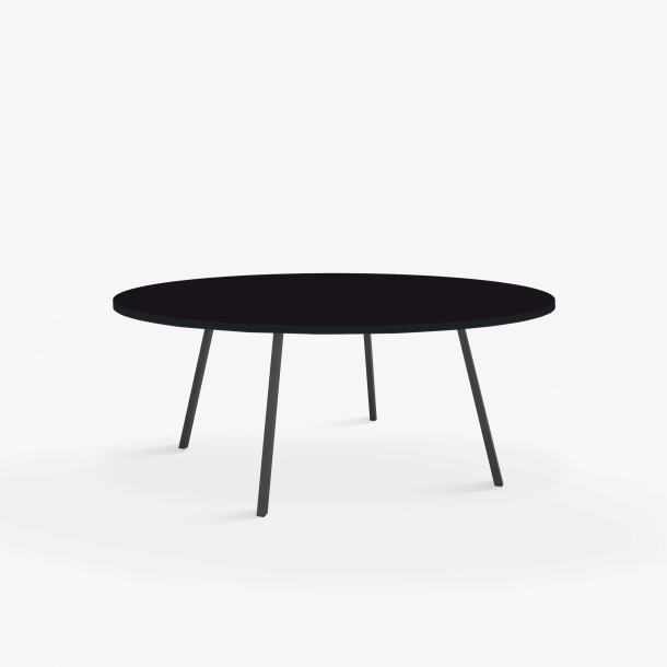 Domusnord Line View Linoleums stort rundt Spisebord sort kant 130 cm i 19 farver