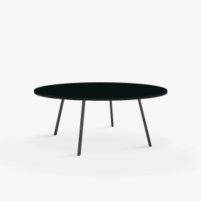 Domusnord Line View Linoleums stort rundt konferencebord og mdebord sort kant 130 cm i 14 farver