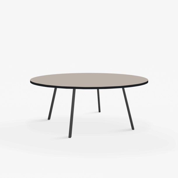 Domusnord Line View Linoleums stort rundt Spisebord sort kant 120 cm i 19 farver
