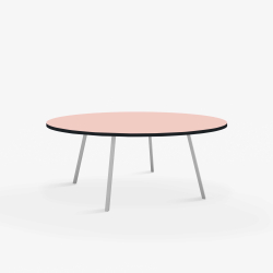 Domusnord Line View Linoleums stort rundt konferencebord og mdebord sort kant 130 cm i 14 farver