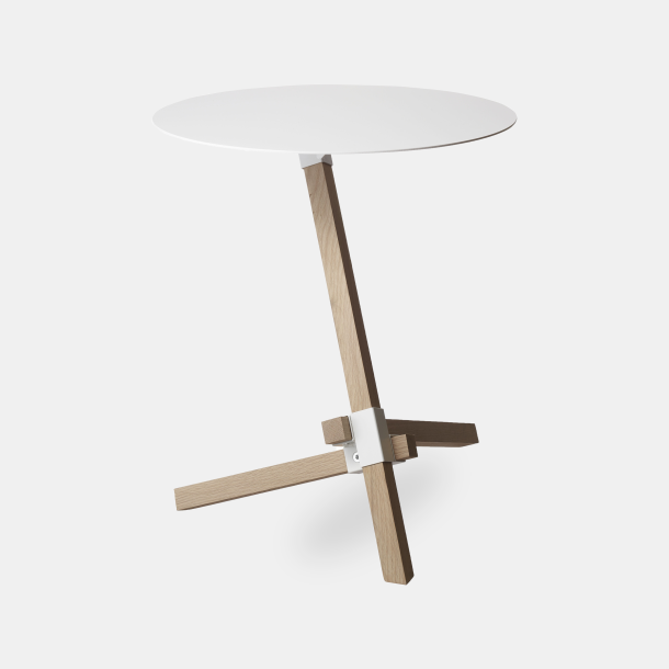 TRE enkelt design sofabord - asketr hvid stlbordplade