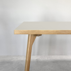 Domusnord Room Linoleum Eettafel van Eikenhout 200 x 90 cm - Mushroom / Beige