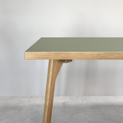 Domusnord Room Linoleum Schrijf- en Eettafel van Eikenhout 160 x 80 cm - Olive / Groen